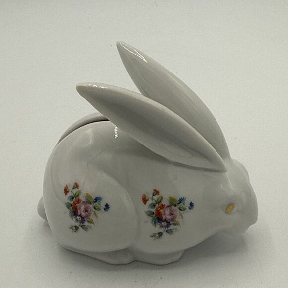 Vintage Winrose Collection Floral Long Ear Bunny Rabbit Bank Small 4.5”x4” - Picture 3 of 15